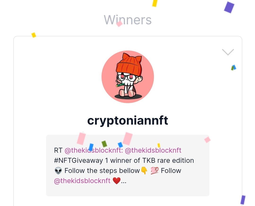 thekidsblocknft's tweet photo. Congrats to @cryptoniannft for winning @thekidsblocknft #NFTGiveaway Thank you #NFTCommunity for joining the event! Till next time. 🙌🙌🙌 https://t.co/bVI9t4LAV0