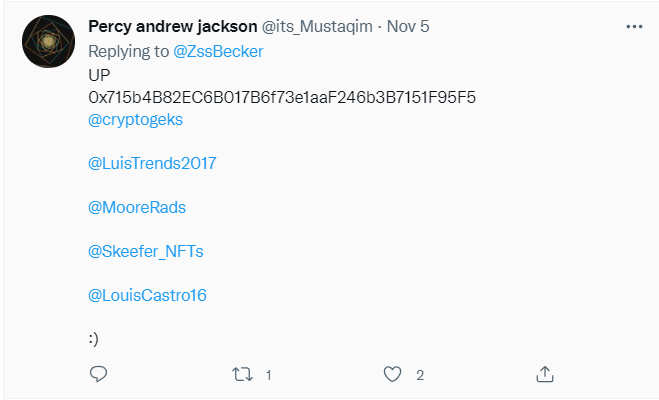 ZssBecker's tweet photo. Last winner

@its_Mustaqim
0x715b4B82EC6B017B6f73e1aaF246b3B7151F95F5 https://t.co/CMSBll6tFv