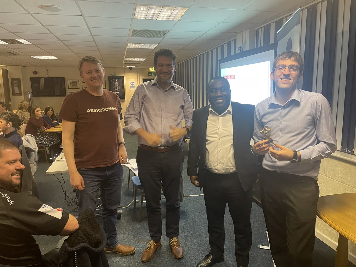 WayneGutteridge's tweet photo. Brilliant @CWFirst quiz night this evening and congratulations to The Sums of Anarchy team @HBOltd for picking up the trophy 🏆 https://t.co/9xmh0FpiGS