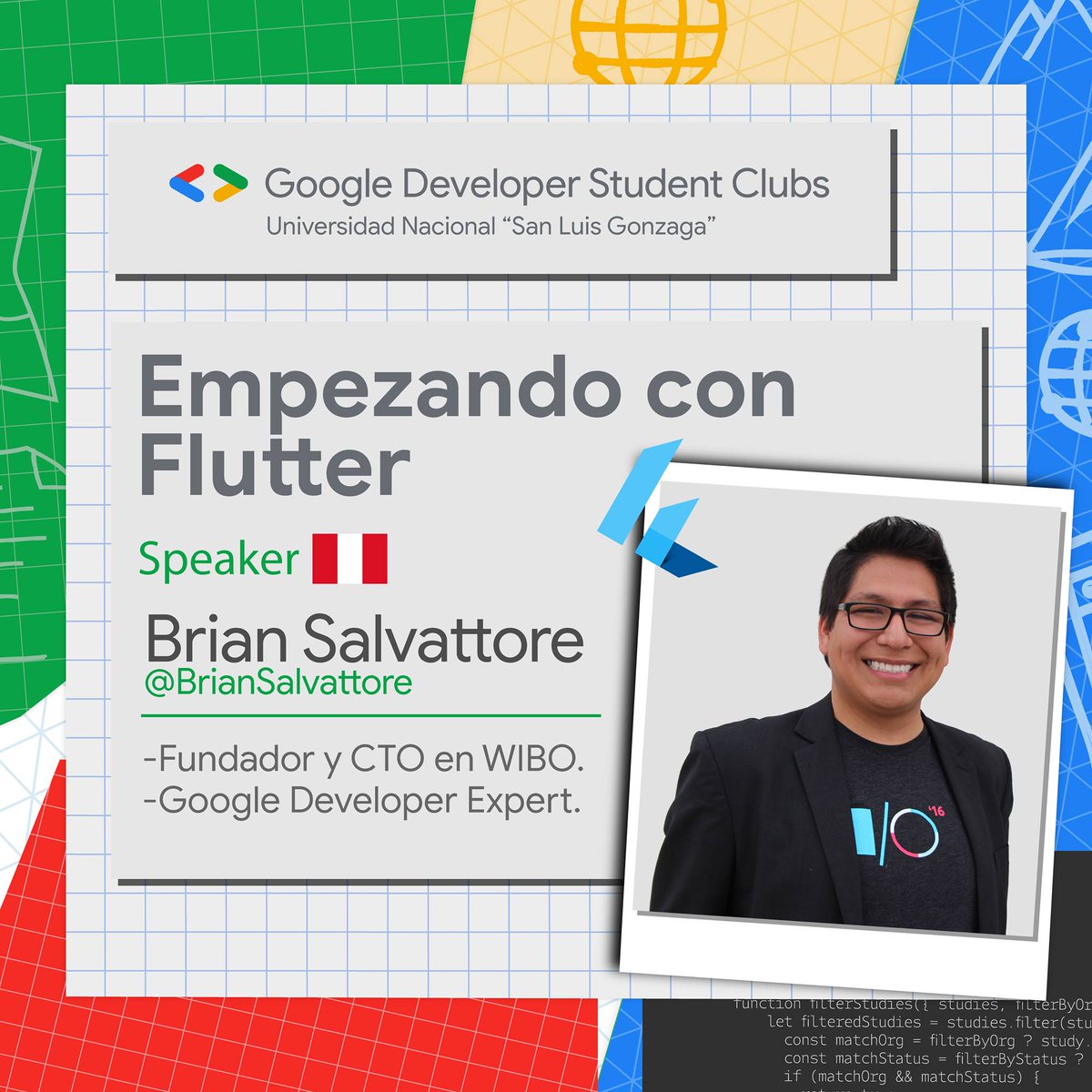 dsc_unica's tweet image. No te pierdas nuestra sesión "Empezando con Flutter" este Sábado, 13 de Noviembre a las 4:30 pm (UTC-5)
✅Tendremos como invitado a @BrianSalvattore , quien es fundador y CTO en WIBO,además de Google Developer Expert.
✅Registrate👉:bit.ly/registroGDSCUN…
#gdsc #flutter #google
