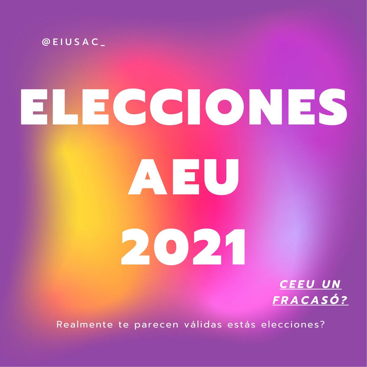 eiusac's tweet image. Las anomalías ocurridas en las elecciones AEU 2021 no son culpa únicamente de la apatía del estudiantado.

La incapacidad del CEEU de poder garantizar unas elecciones seguras solo deja más en duda la veracidad de las mismas.