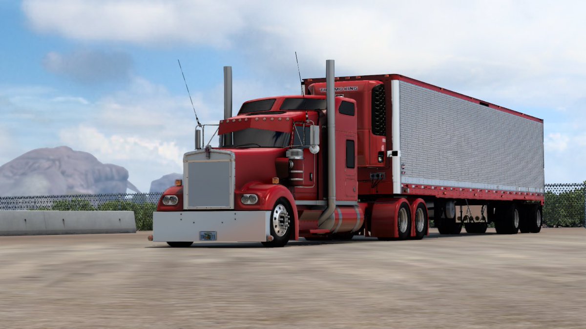 bigredw900i's tweet photo. Parked my truck for the day to spend time with mom and dad haven’t seen them in a while 

My Dad inspired me 

To drive coast to coast 🤘🏽

 #pagearizona #beautifulday #spendingtimewithfamily #mom #dad #thermoking #kw900l #americatrucksimulator #bigred #sunset #custom #dayoff #ats https://t.co/ifqukbeKXI