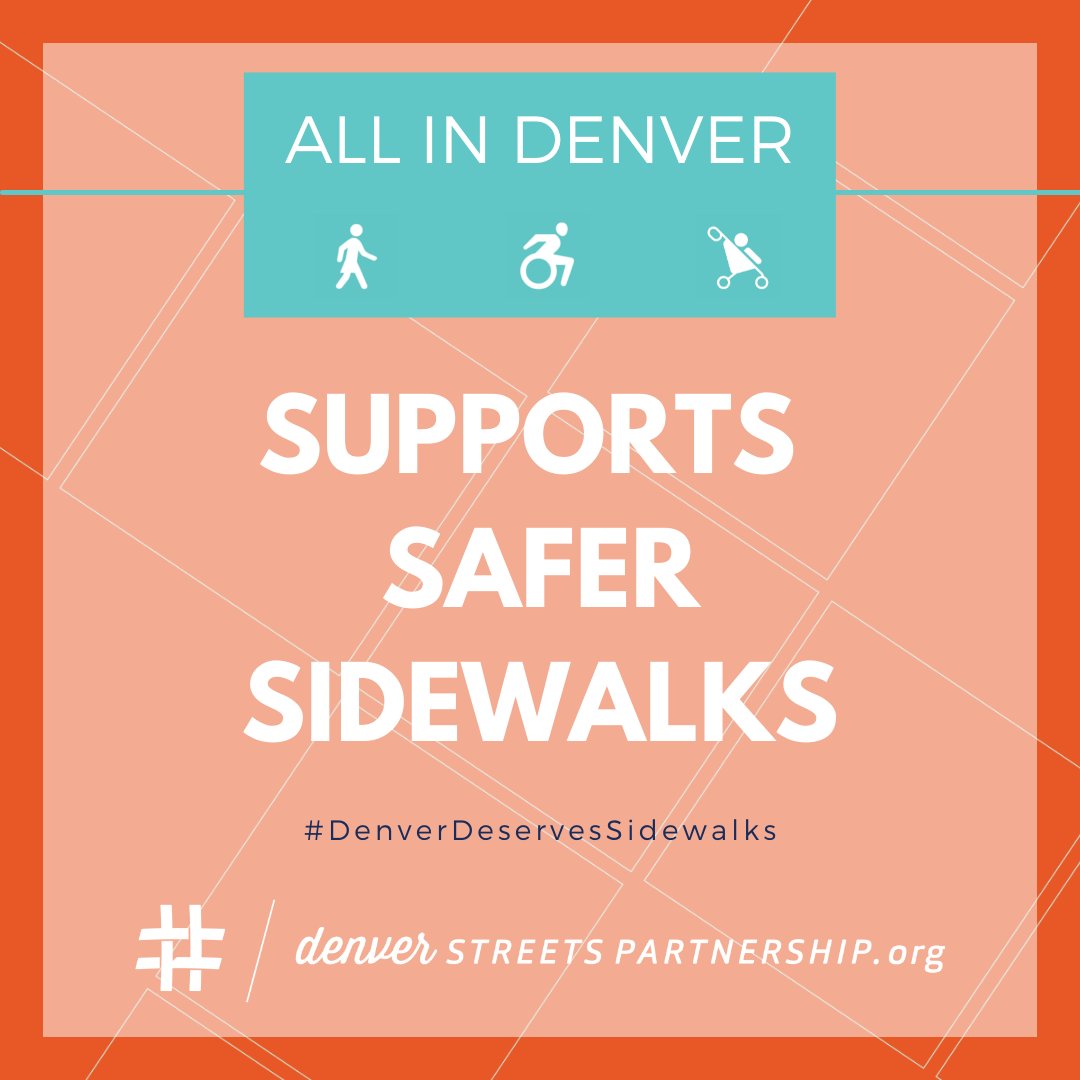 BikeWalkBus's tweet photo. Thank you @AllinDenver for endorsing our #DenverDeservesSidewalks campaign! #Denver placing responsibility for sidewalk construction/repair on property owners means inconsistent/deficient sidewalks, particularly in low-income neighborhoods.
Learn more: https://t.co/ubmjao4bQ3 https://t.co/Izri073Prq