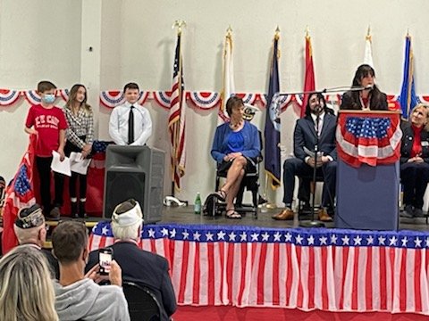 EVCainMiddle's tweet photo. Ms. Paris at the poduim for Service Club, representing EV Cain. https://t.co/w7QugTmPJe
