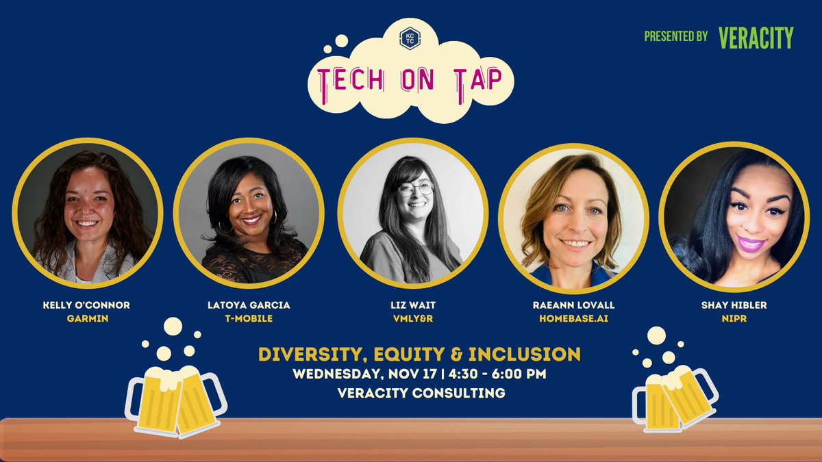 We're looking forward to hearing from <a href="/Garmin/">Garmin</a>, <a href="/TMobile/">T-Mobile</a>, <a href="/VMLYR/">VMLY&R</a>, <a href="/HomebaseAI/">Homebase</a> &amp; <a href="/niprcom/">NIPR</a> as they share their organization's approach to creating a diverse, equal &amp; inclusive culture. 

Learn about each of the speakers &amp; register for Tech on Tap: DEI today: bit.ly/3kTIdep