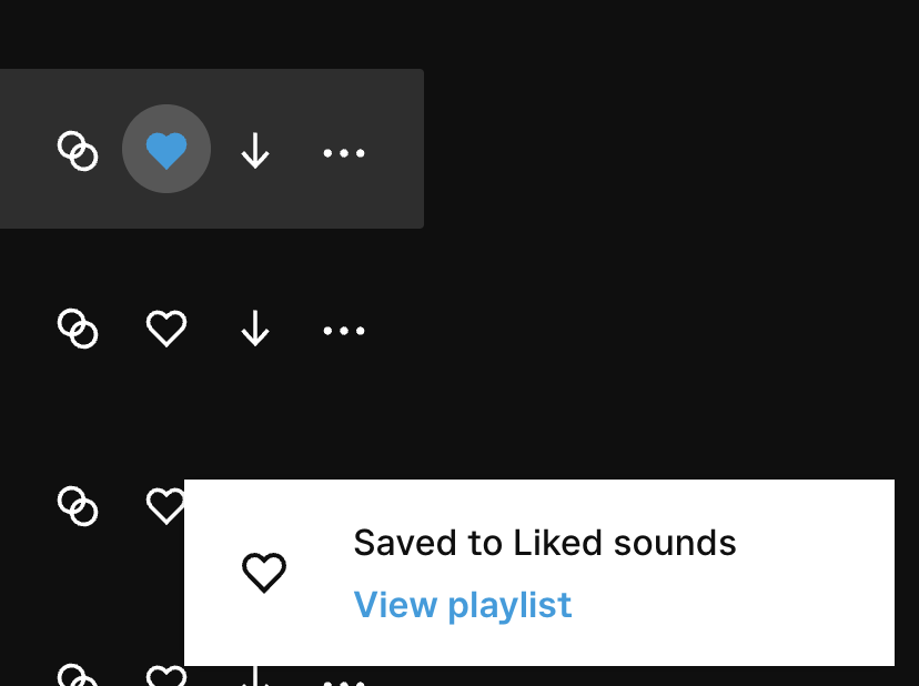 So happy that <a href="/epidemicsound/">Epidemic Sound</a> finally has a like button! 

Much better than the old "Add to Playlist" button (which is still there under the three dots, if you need it).