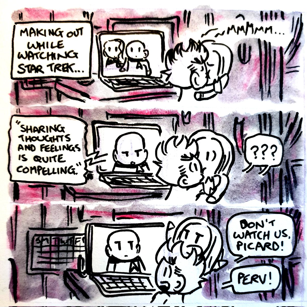 MiniTomComic's tweet photo. Day 2135. Making out so. #StarTrek #picard https://t.co/rJOF9sObK2