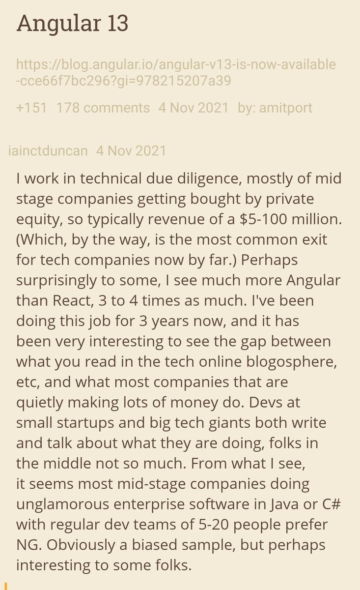 I'm always fascinated by the online discourse around Angular.

"the dark matter of frontend frameworks" 

The disconnect between perception and reality is stark. How many times have you seen devs list all the other frameworks and Angular is either dead or overlooked altogether?