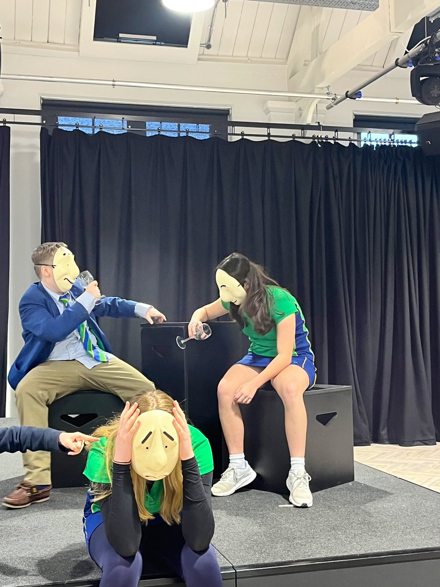 MaidaValeDrama's tweet photo. Y9 used mime and our basic @trestletheatre masks to create some silent devised pieces using only their physical skills #maidavaledrama #mvsdrama #trestlemasks #mime https://t.co/cA5b6fctgc