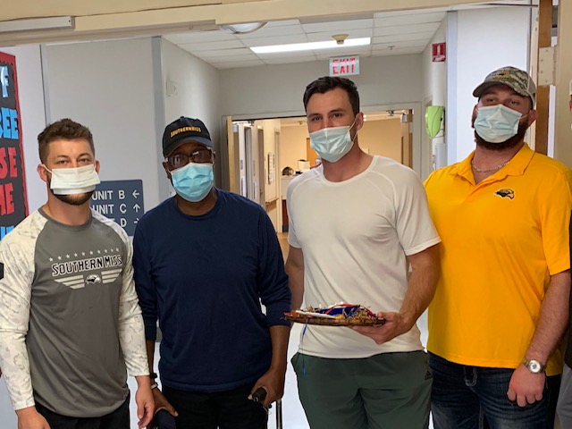 spotesfca's tweet photo. On this Veteran's Day, members of the USM football team visited the Mississippi State Veterans Home in Collins.
Our young men met with veterans of World War II, Korean and Vietnam wars, among their stops today. Thanks to all for the opportunity. Memories made...
#letsneverforget https://t.co/xJoROzXZ76