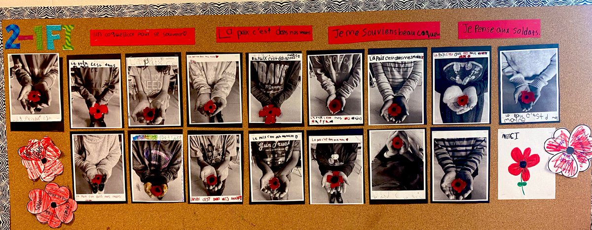 MmeHeckman's tweet photo. La paix c’est dans nos mains✌🏾🇨🇦🖤 Peace is in our hands 🙌🏽♥️🕊 @PLRobertsonPS #APoppyIsToRemember #RemembranceDay https://t.co/vqKDQu5jD5