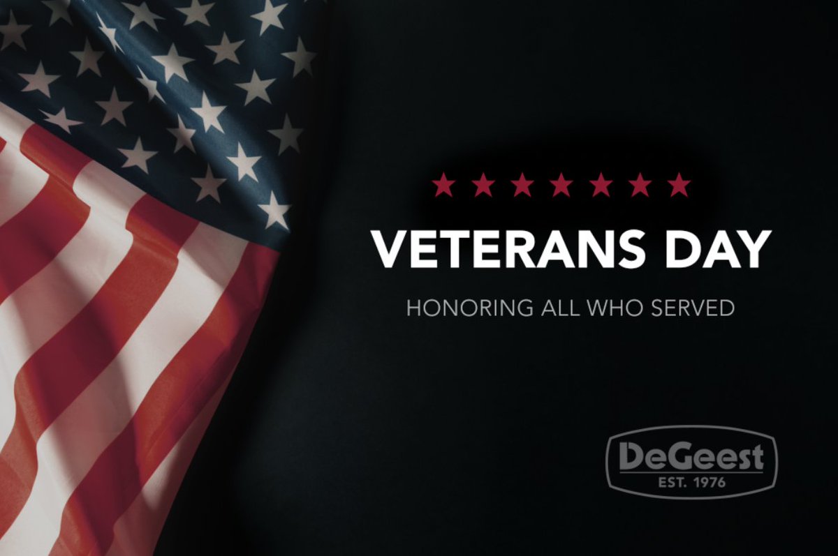 DeGeestCorp's tweet photo. We proudly honor our very own team members for their service; Tom Miller- Navy; Chad Wolfgang- Air Force; Sean Ennan- Army National Guard; Doc Major- Army; Jake Black- Marines &amp; Navy.

From all of us at #DeGeest we wish you all a very Happy #VeteransDay. https://t.co/zSClpDmE0e