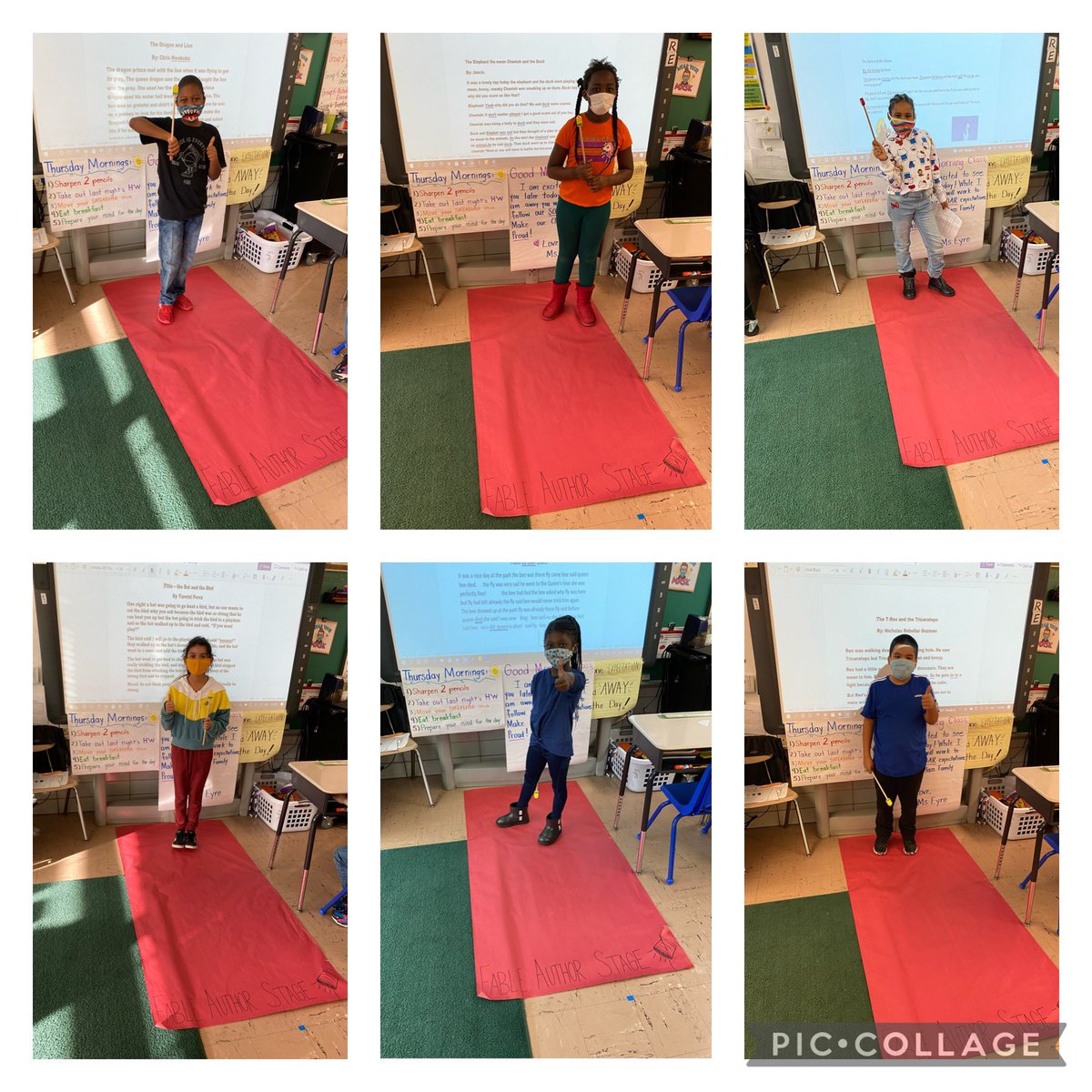 MsEyreland's tweet photo. We rolled out the red carpet in Eyreland today to 🎉 celebrate 🎉 our hard work writing Fables! You could feel the joy and pride each author had as they shared their writing with their peers! 📣 We even created a class author autographs banner! ✏️📝💻 https://t.co/3DWIiHtYbr