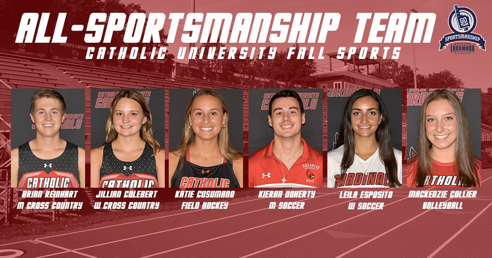 Catholic University Athletics (@catholicu_cards) on Twitter photo .<a href="/CatholicUniv/">The Catholic University of America</a> had six student-athletes named to the 2021 <a href="/LandmarkConf/">Landmark Conference</a> Fall All-Sportsmanship Team on Friday. Junior Brian Reinhart was selected for the second consecutive year while the other five were first time honorees.
INFO: catholicathletics.com/x/899ee
#ThisIsCatholicU .<a href="/CatholicUniv/">The Catholic University of America</a> had six student-athletes named to the 2021 <a href="/LandmarkConf/">Landmark Conference</a> Fall All-Sportsmanship Team on Friday. Junior Brian Reinhart was selected for the second consecutive year while the other five were first time honorees.
INFO: catholicathletics.com/x/899ee
#ThisIsCatholicU