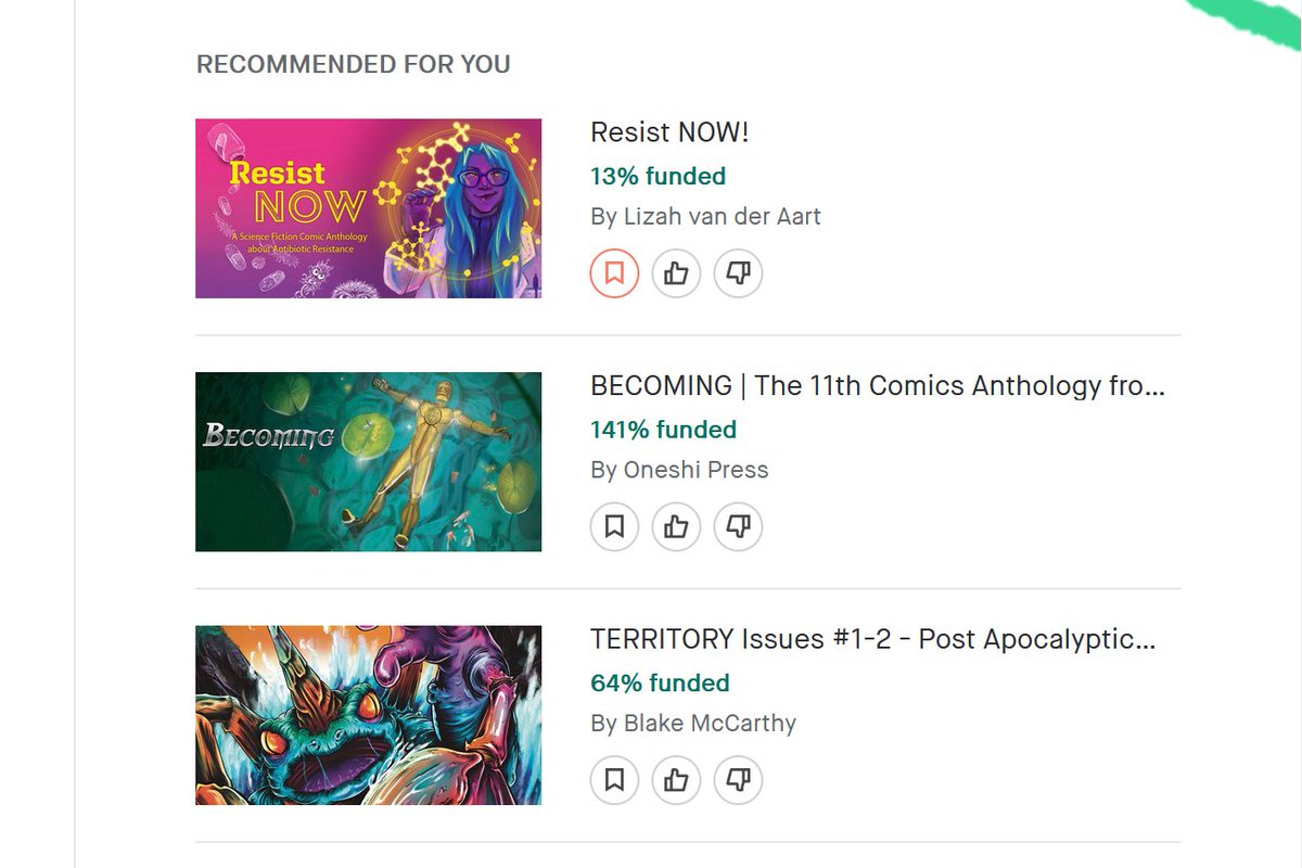 So @AMR_comics has been featured on @Kickstarter's homepage, folks. Let's go! #ResistNOW