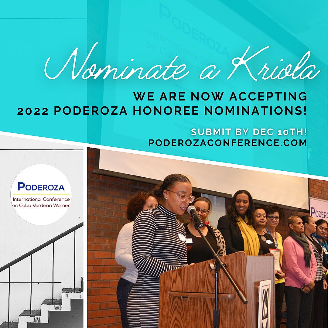 JessEvora's tweet photo. We are now accepting nominations for Poderoza honorees for our 2022 conference! Let’s celebrate Cabo Verdean women leaders! Visit https://t.co/CCebJgfV6I for details and please share this widely with your networks. #Poderoza2022 #caboverde #capeverde #womensleadership #leadership https://t.co/mhFOrF4teB