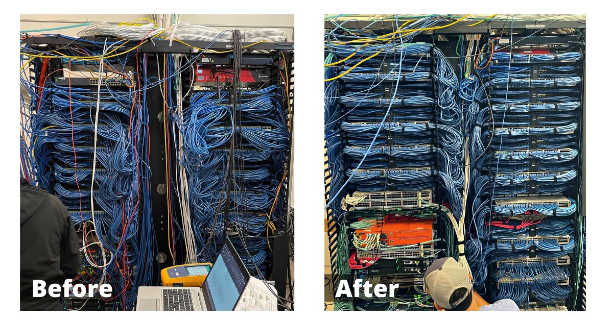 mirapath's tweet photo. How satisfying is cable management?

Cable management is a hassle but Mirapath makes it easy. An organized data center will run more efficiently and falls in with disaster preparedness. 

Prevent downtime and contact us: https://t.co/AIeikMW5bo https://t.co/QegfJzmTD8