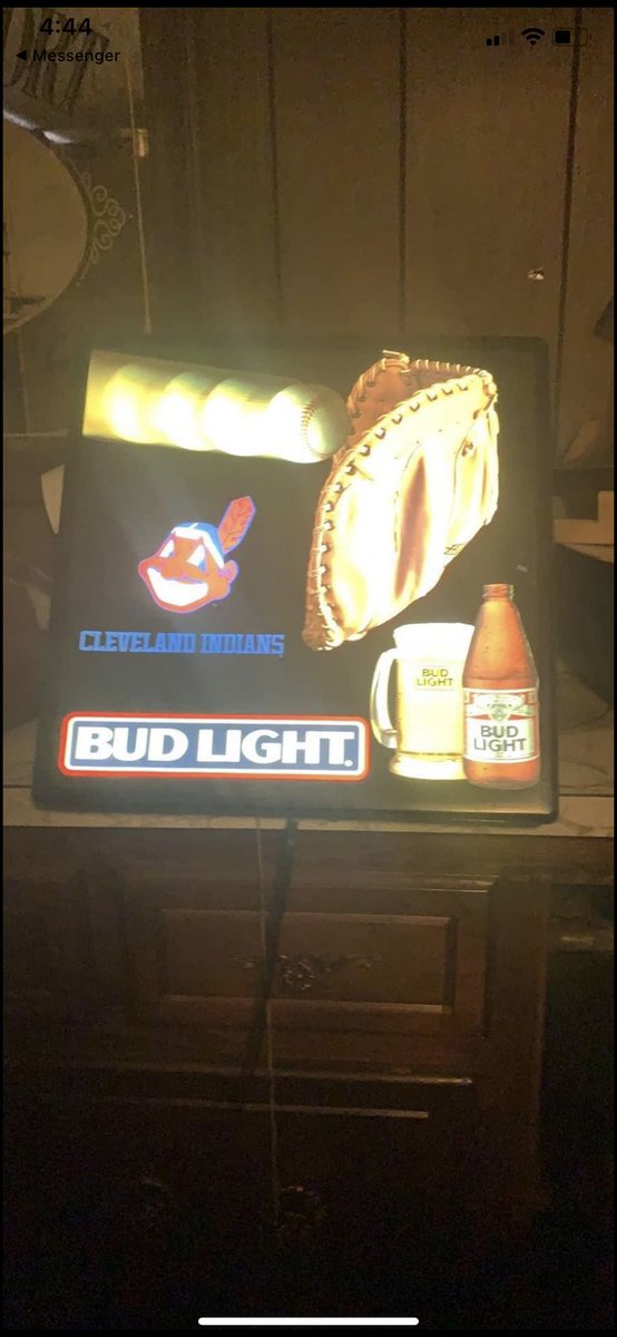 Vintage Cleveland Indians chief wahoo  Bud light bar sign $150. #vintage #baseball #manroom #mancave #cleveland #clevelandindians #indians #mlb #guardians #history #budlight #beer https://t.co/5pRcfnHWlb