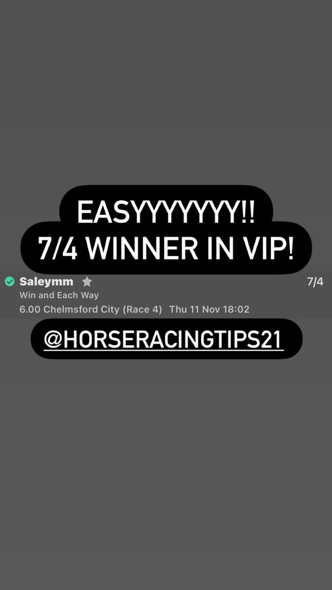 BOOOOOOMMMM!!!✅✅✅

What a day in VIP😎😎😎

t.me/HorseTips21