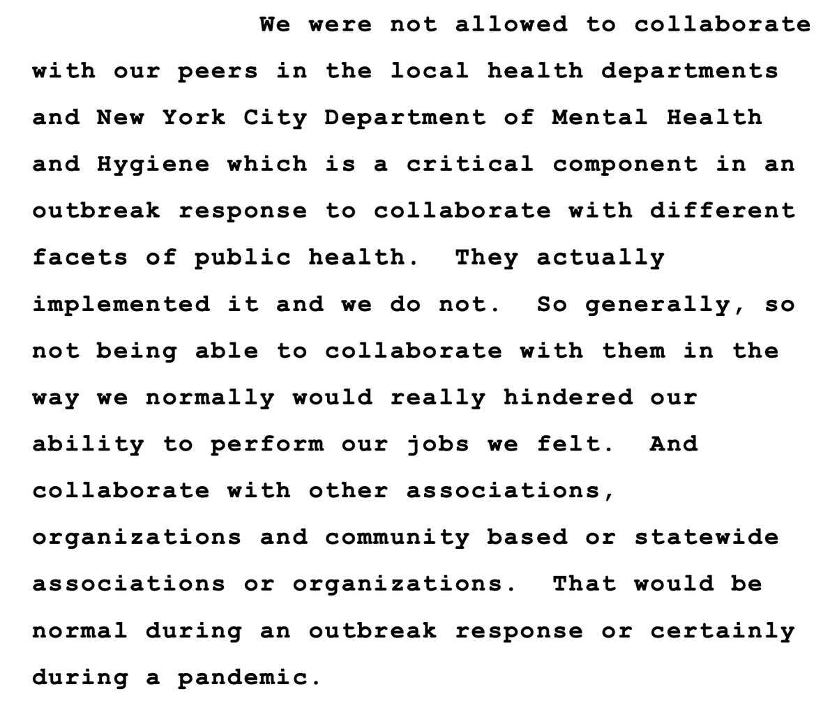 NYHammond's tweet photo. Cuomo barring officials at the state Health Department from working directly with their counterparts in New York City, which was the epicenter of the pandemic, is the most damning revelation in the swab doctor's testimony, IMO. https://t.co/aktrCkS8xz https://t.co/BahHt3bXb2