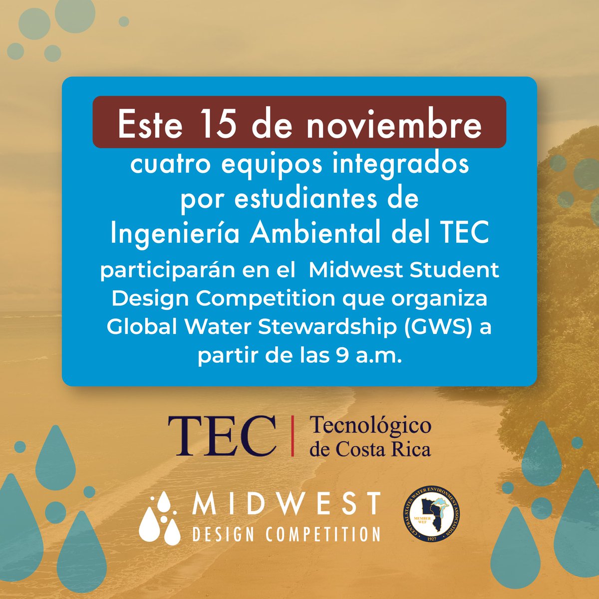 GWSh2ong's tweet photo. Los estudiantes de Ingeniería Ambiental del Tecnológico de Costa Rica @Teccr participarán en el concurso que seleccionará el diseño de la planta de tratamiento de aguas residuales que beneficiará a la comunidad de Montezuma.
.
.
.
#TECcr #GWS #AYA #montezuma https://t.co/8ty5yOnbrL