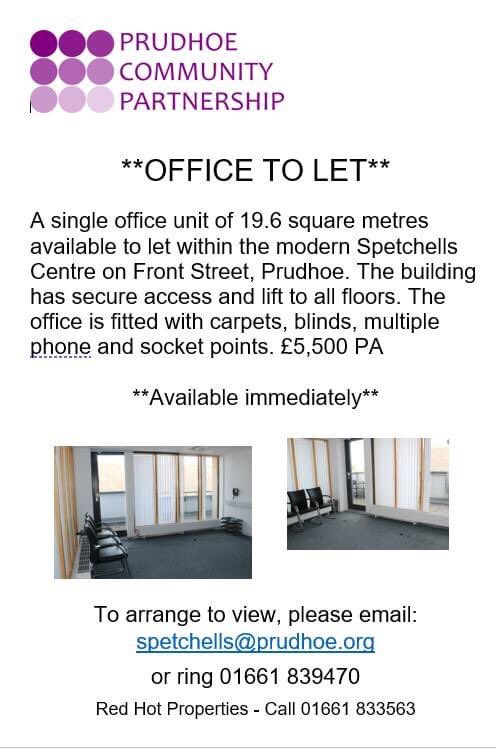 prudhoecp1's tweet photo. Are you looking for an office in Prudhoe? We have a fabulous office just looking for the right person to use it! Situated at the front of the Spetchells on the 2nd floor, there are great views along Front St. This office is unfurnished. Full details below.. https://t.co/bsRMbSvsAC