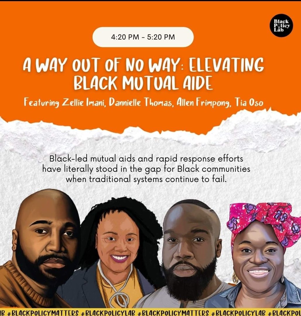 ForOurBabies76's tweet photo. This was amazing and let's me know our  grassroots orgs are carrying on the tradition of mutual aide that our ancestors and elders did before us! We keep us safe! @_BlackPolicyLab thank you so much for this session and conference. https://t.co/6uhiHQd6Vk