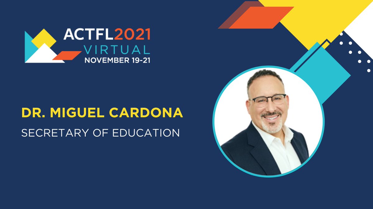 It is our honor and pleasure to have Secretary of Education Dr. Miguel Cardona (<a href="/teachcardona/">Dr. Miguel A. Cardona</a>) welcome everyone to #ACTFL21 on November 19. We're excited for the inspiring message Dr. Cardona has to share.
Join us at: bit.ly/33dZWow