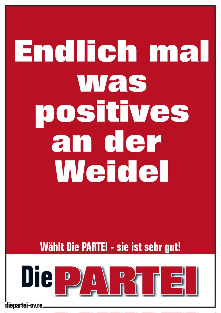 #Weidel #Covidioten
Wir wünschen gute Besserung und einen milden Verlauf.
Soll doch das eh schon überlastete Gesundheitswesen nicht noch mehr belastet werden.