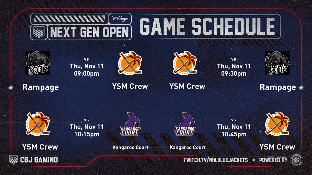 YsmCrew's tweet photo. The schedule tonight!
@LGESHL @CBJgaming
#NHL22 https://t.co/nQntpUfuXk