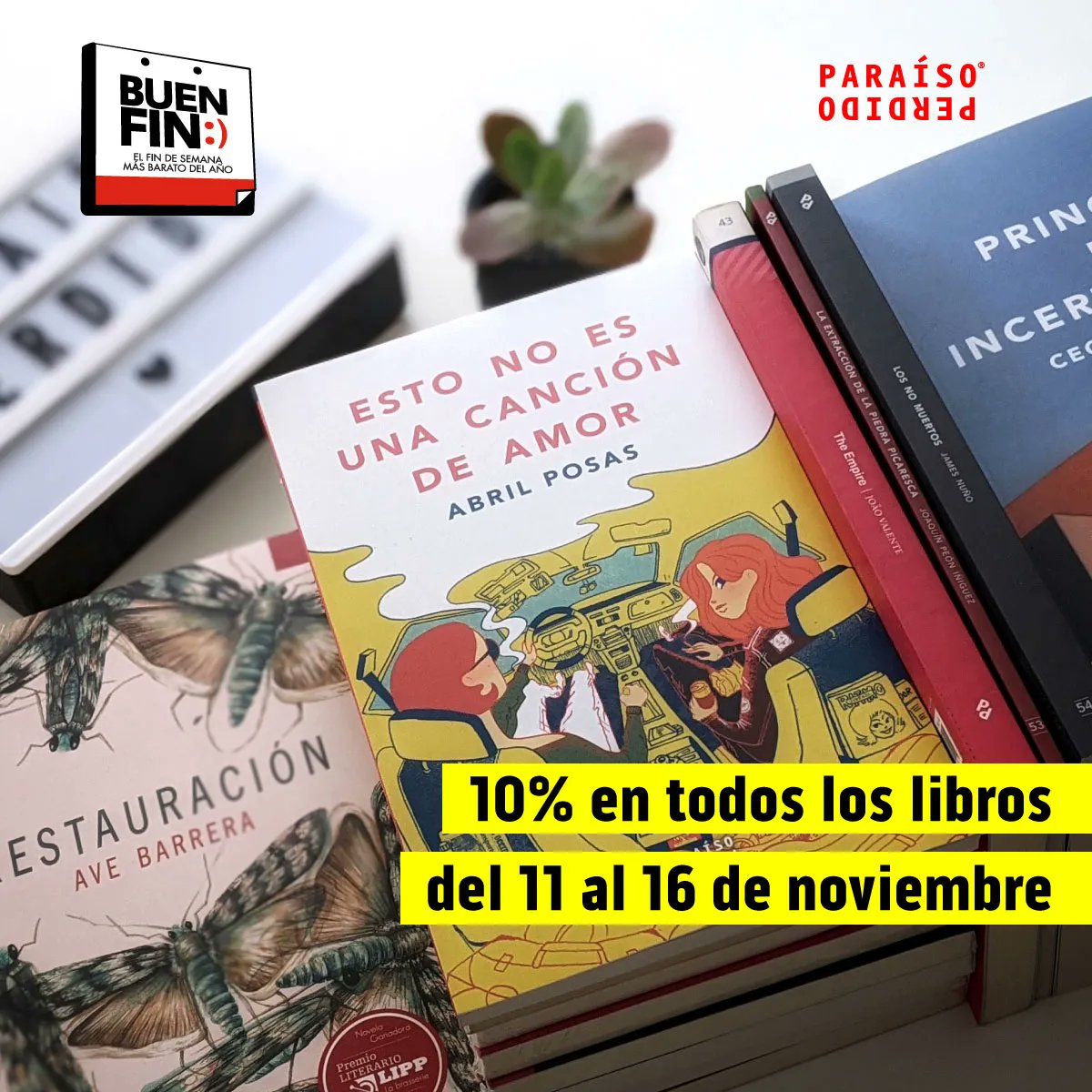 Eparaisoperdido's tweet photo. 📢  ¡Atención!, ¡Atención! Del 11 al 16 de noviembre, todos nuestros libros, incluyendo novedades, tendrán 10% de descuento en todas las librerías independientes que nos distribuyen. Esta promoción aplica también en la librería virtual #literalmx. 
👉 https://t.co/lwEmWOIy6V. https://t.co/Yl2bZdsyGG