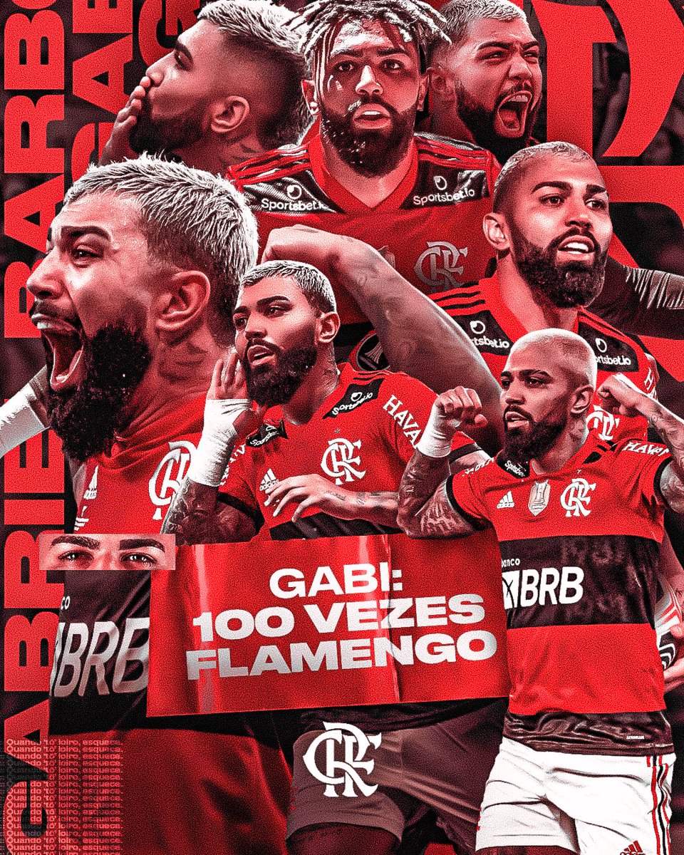 Flamengo's tweet photo. 100 vezes GABIGOOOOOOOOOOL! ⚽️🥅❤️🖤

Parabéns, artilheiro! @gabigol 

#VamosFlamengo https://t.co/5xXQJQG6yw
