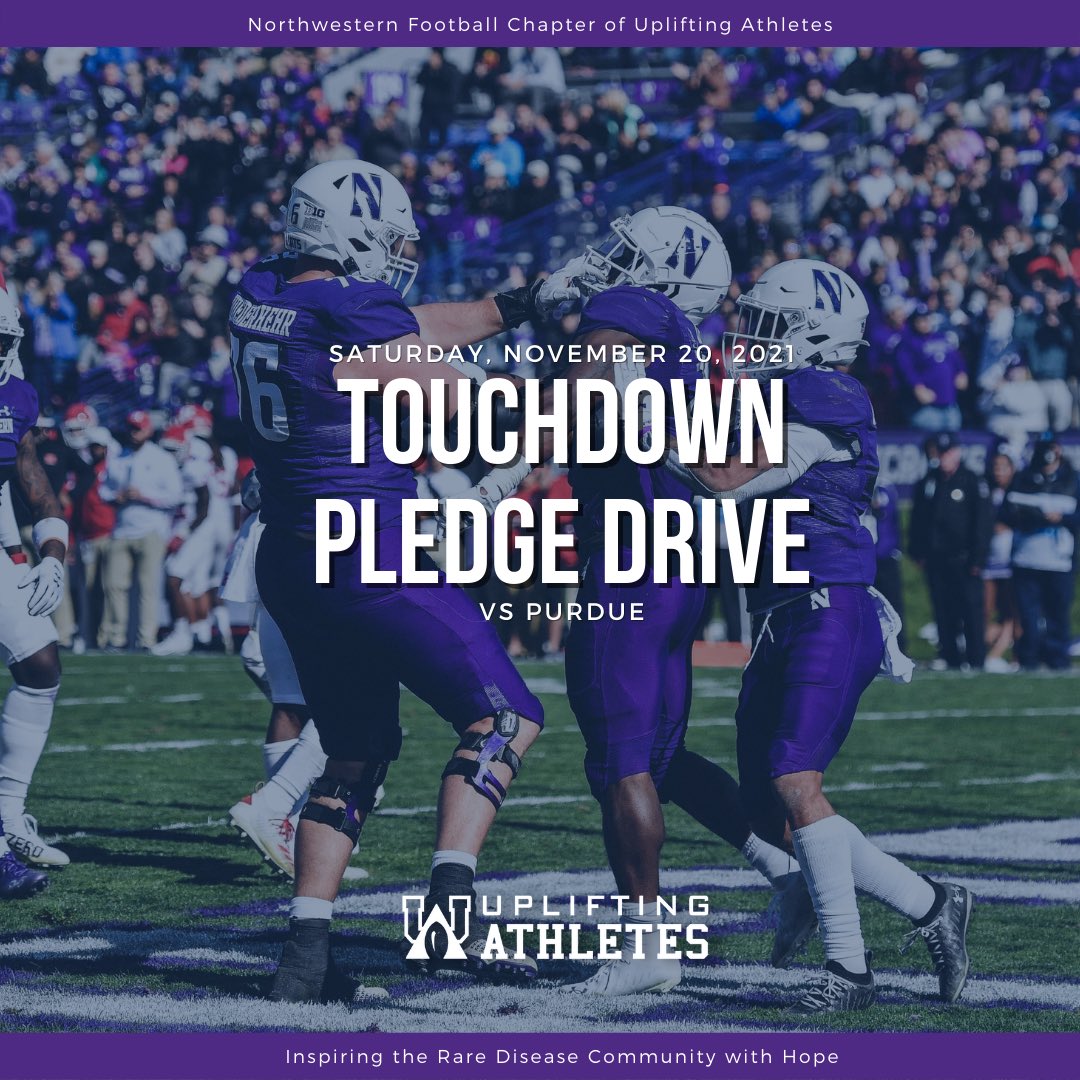 Northwestern UA (@nu_uplifting) on Twitter photo <a href="/NUFBFamily/">Northwestern Football</a> is proud to join <a href="/UpliftingAth/">Uplifting Athletes</a> in our Touchdown Pledge Drive! Each touchdown we score Nov 20th vs Purdue at Wrigley Field will make a difference in awareness and research for #RareDiseases! Please support by making your pledge here! bit.ly/NorthwesternTD… <a href="/NUFBFamily/">Northwestern Football</a> is proud to join <a href="/UpliftingAth/">Uplifting Athletes</a> in our Touchdown Pledge Drive! Each touchdown we score Nov 20th vs Purdue at Wrigley Field will make a difference in awareness and research for #RareDiseases! Please support by making your pledge here! bit.ly/NorthwesternTD…
