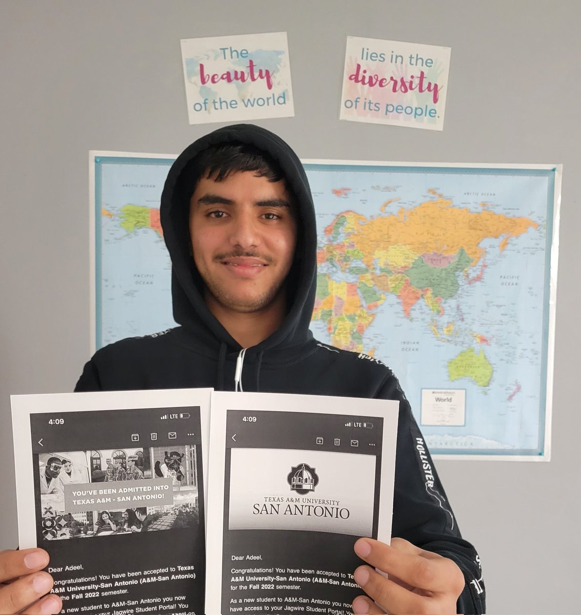 everything4esl's tweet photo. Woo-hoo and congrats to AS on his acceptance to Texans A&amp;M-San Antonio! A bright future for a bright young man! https://t.co/8XdEyRDc1U