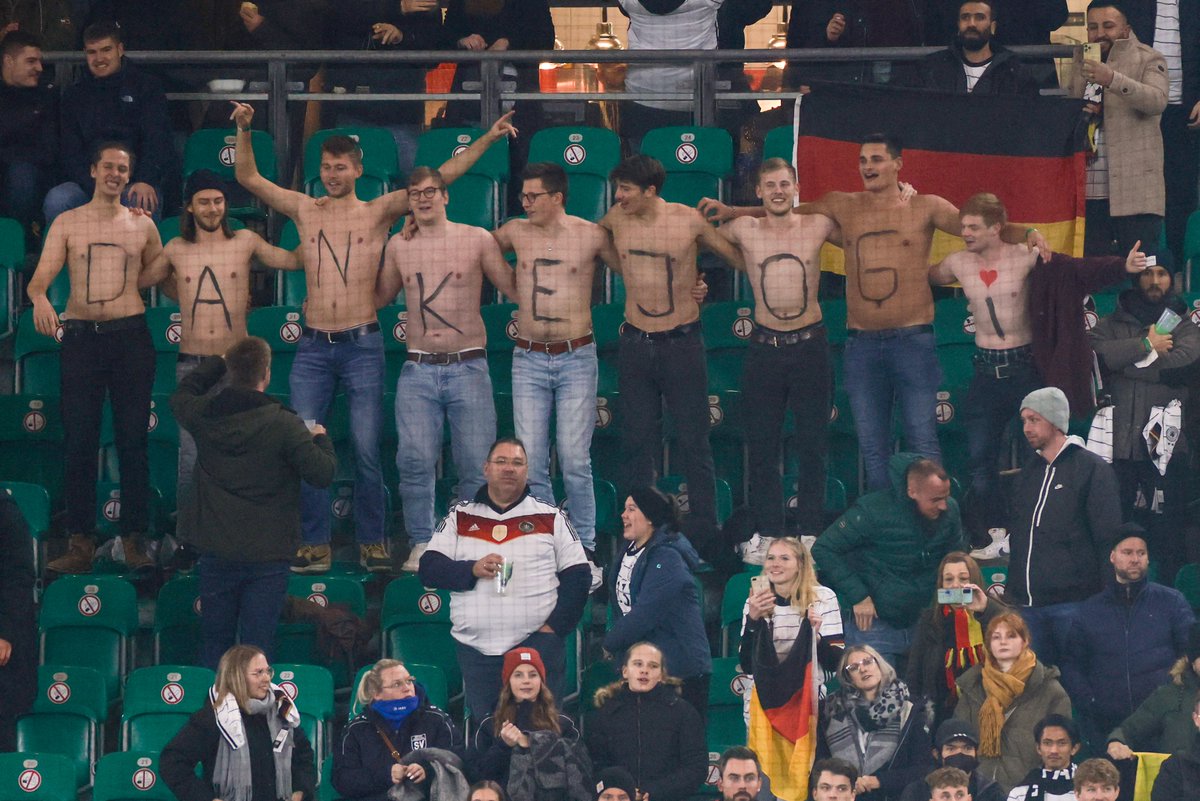 DFB_Team_EN's tweet photo. A goal for every letter 😅

One more time: DANKE JOGI! ⭐⭐⭐⭐

#DieMannschaft #GERLIE https://t.co/lcnGUNjCjj