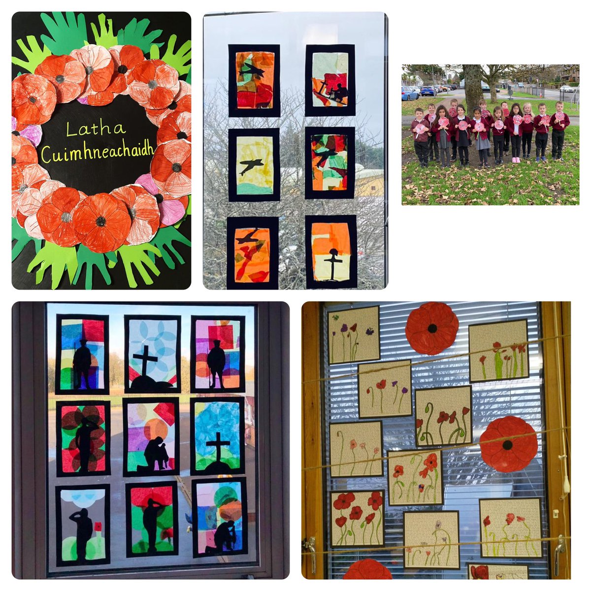 SYPrimary's tweet photo. Today ‘We Remembered.’ Classes watched a powerful assembly presented by P7 today. Look at the beautiful artwork displayed throughout the school. #LestWeForget  #RemembranceDay2021 https://t.co/07d74jNpND