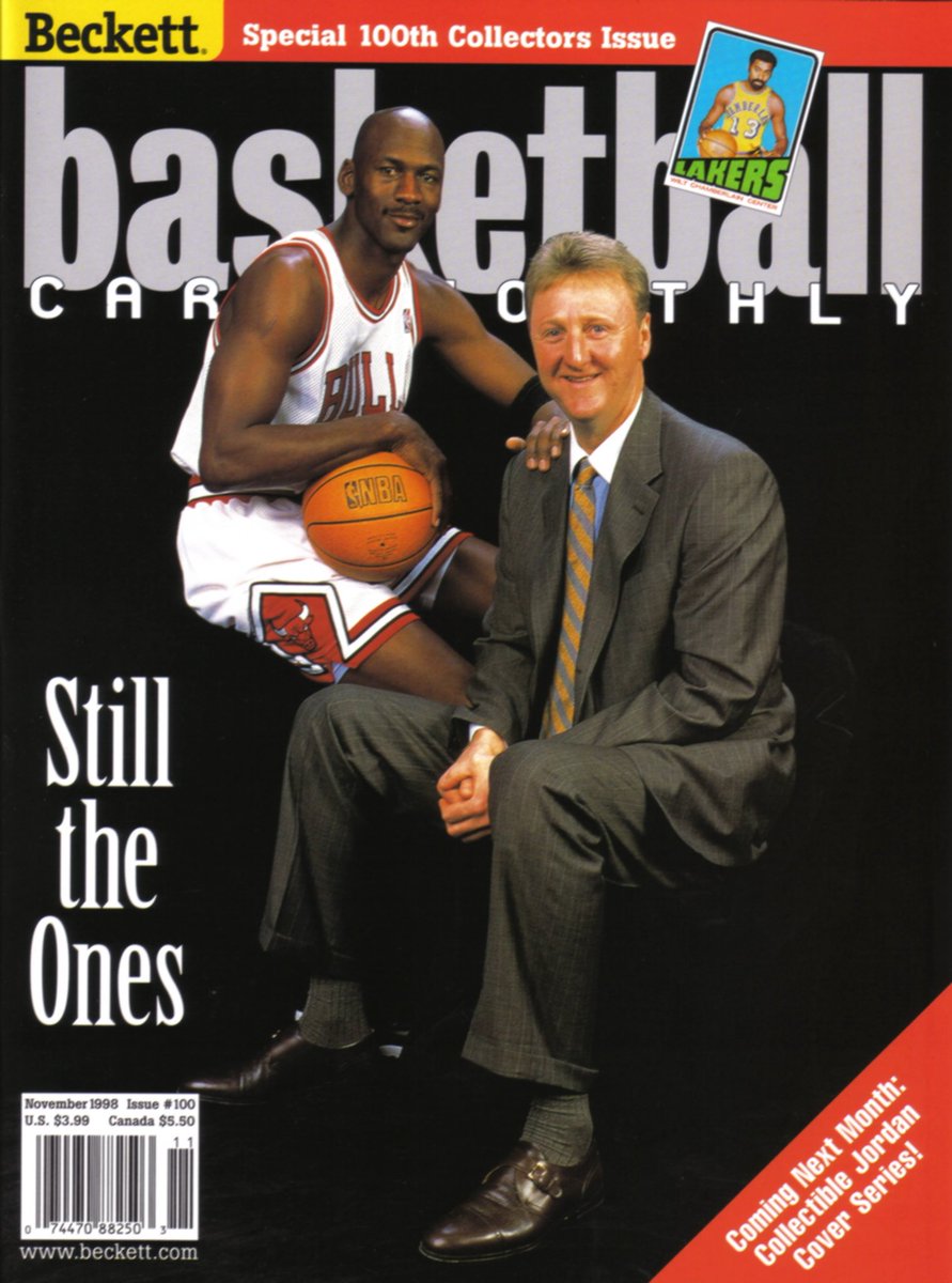 MJ23Covers's tweet photo. Beckett Basketball Card Monthly, Volume 9 No. 11 Issue No. 100 November 1998 #Jumpman #Jumpman23 #JumpmanHistory #MichaelJordan #Jordan #AirJordan #Chicago #Bulls #LarryBird #Celtics #WiltChamberlain #Lakers #SportsCards #PriceGuides #Beckett https://t.co/7PRxPlWLxD