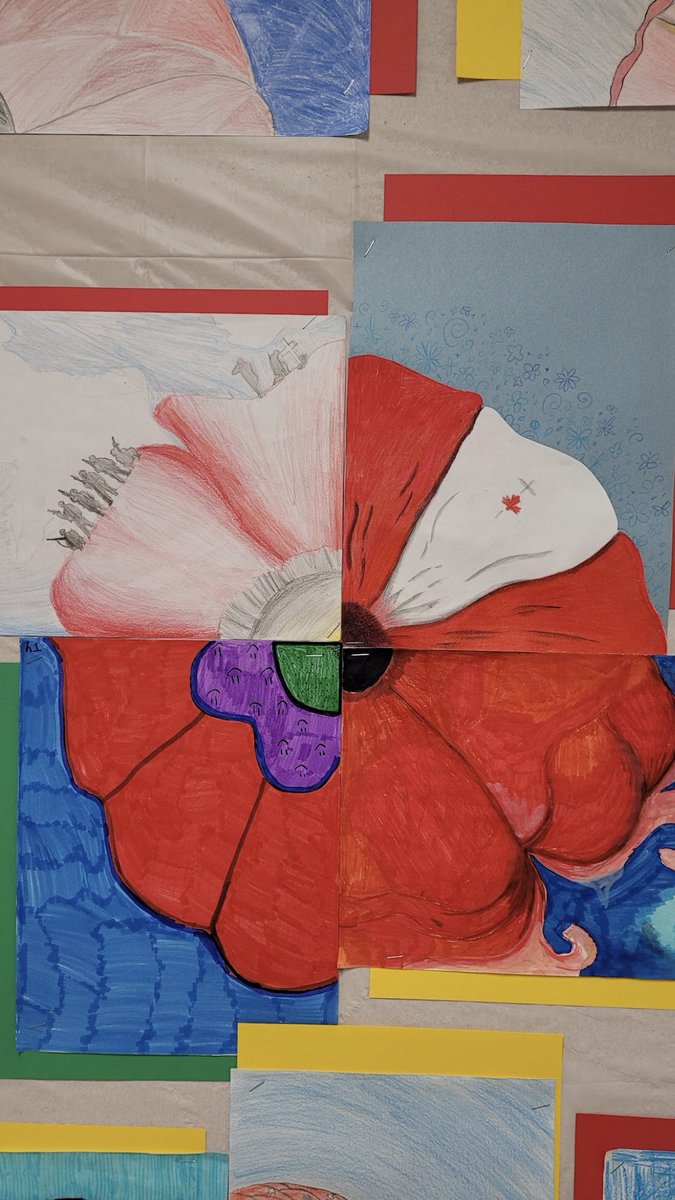 MChambers_EFT's tweet photo. Love the beautiful poppy art produced by classes 7-1 &amp; 7-2. Thank you Mme Kavander for the art lessons and presentation. #RemembranceDay. ⁦@HDSBEFT⁩ https://t.co/Um9IVt4Nyd