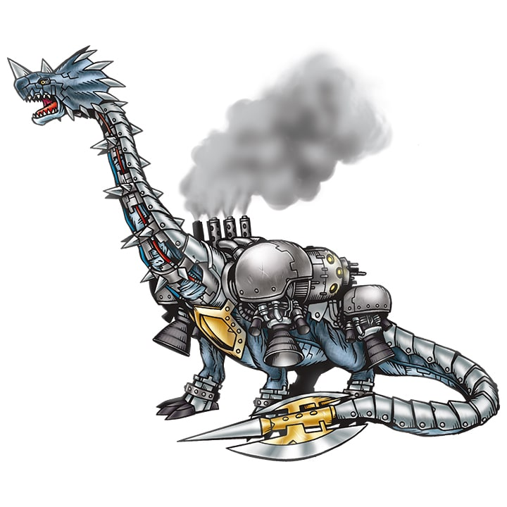 MunDigitalToday's tweet photo. @SonOfMonkeyYT Con nocturnidad y alevosía, el Braciomon de @SonOfMonkeyYT ha decidido mecanizarse y digievolucionar en UltimateBrachiomon. Este dinosaurio mecánico debutó como enemigo en #DigimonChronicle, el manga asociado al #DigimonPendulumX 🦕
#Digimon #VitalBracelet https://t.co/KbtoVoDxRd