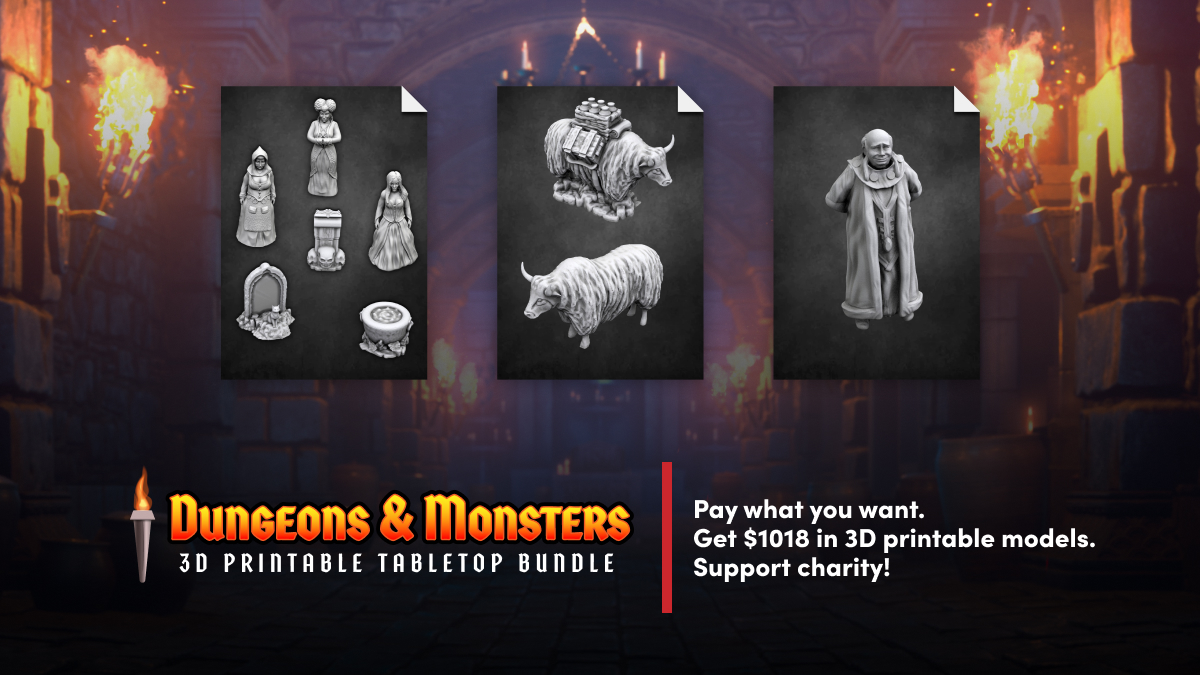 humble's tweet photo. Get 3D printable models  create creatures, townsfolk, and all manner of adventuring accessories. Plus, pay what you want &amp; support @CR_UK and @MakeAWish!

🧙 https://t.co/4Sn0jP8Hym https://t.co/FReCtRmmaa