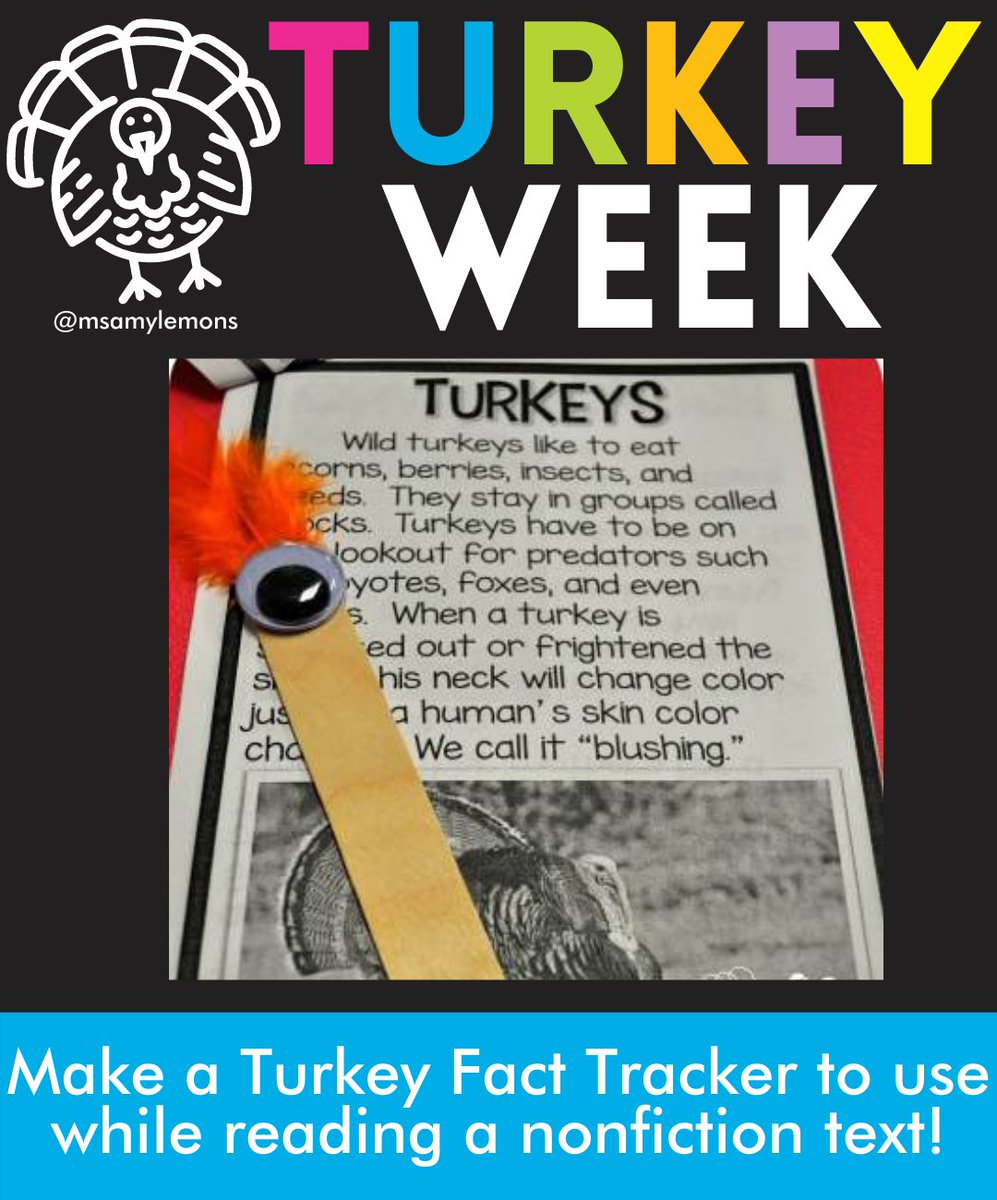 msamylemons's tweet photo. It wouldn't be turkey week without learning a few fun facts about them! These little fact checks are so simple but make a big impact in how the kids engage with the text! https://t.co/Iwt3mV43aZ https://t.co/6VtPpokc3O