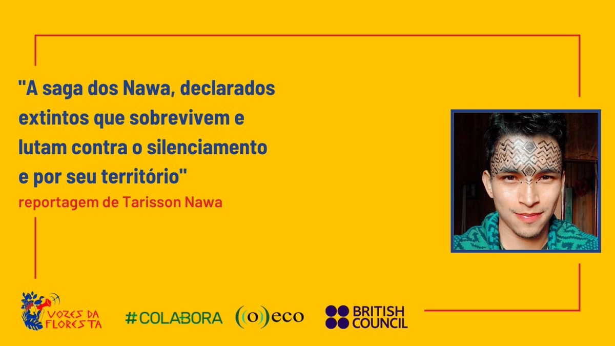 📢 Segunda reportagem no ar! <a href="/tarissonnawa/">Tarisson Nawa</a> conta a história de luta de seu povo, declarado "extinto", que batalha pelo reconhecimento étnico e escancara a dificuldade de garantir o bem-viver em seu lugar ancestral.

Leia em <a href="/colaboraprojeto/">Colabora - Jornalismo Sustentável</a> e em <a href="/o_eco/">((o))eco | Jornalismo Ambiental</a>! 👉 bit.ly/3C6lhOI