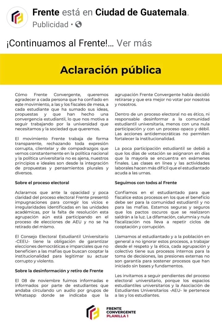 eiusac's tweet image. Hablan de que grupos buscan desprestigiarlos y ellos mismos son.

En fin podemos notar la poca capacidad que muestran estos estudiantes que por tercera ves buscan la AEU cabe recalcar que los intereses de ONGs y ex universitatios son evidentes.