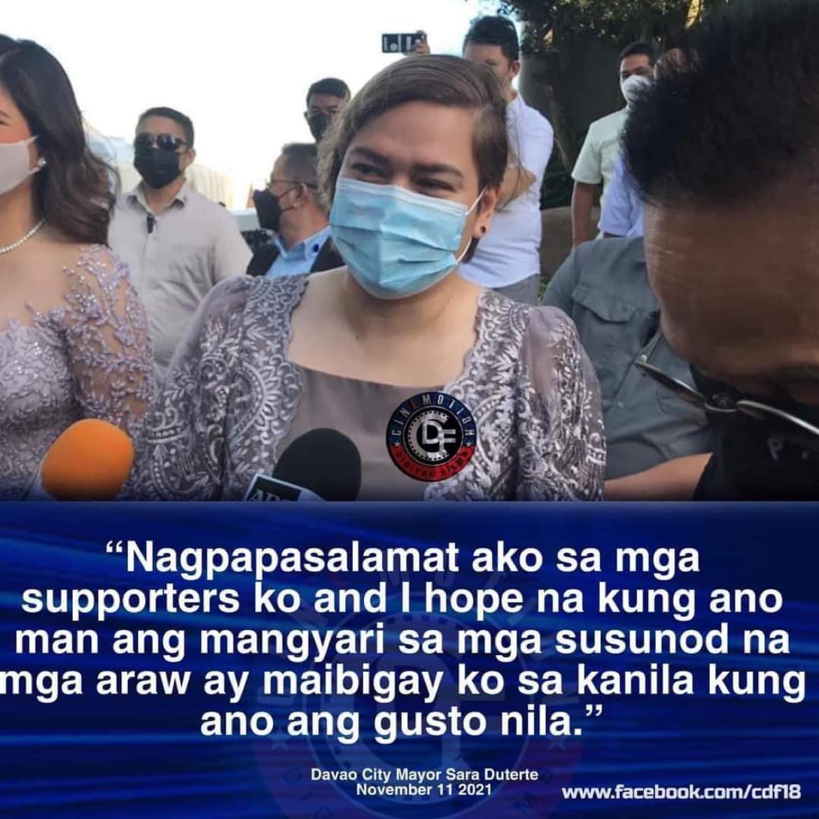 Good morning. 
Here is a message from Inday/