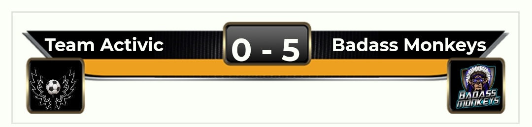 ✅ Primera Jornada de <a href="/SVLesports/">Virtual Soccer League - MPL - *INFO*</a>

5-0 🆚 <a href="/TeamACTIVIC/">#TeamACTIVIC</a>

⚽x2 <a href="/Dkevin98/">Kevin</a>
⚽x2 <a href="/babylon25709/">💙🦍😈 Babylon25709</a>
⚽x1 <a href="/daniure8/">Dani Ure</a>

Dar la enhorabuena por el buen partido y buen rato que hemos echado con los compañeros de <a href="/TeamACTIVIC/">#TeamACTIVIC</a>

¡Buena suerte compañeros! 

#VamosBadass🦍