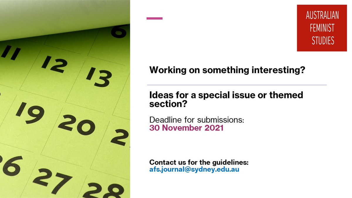 Talk to us! afs.journal@sydney.edu.au
#feminism #gender #sexuality #research #journalpublishing #specialissue
