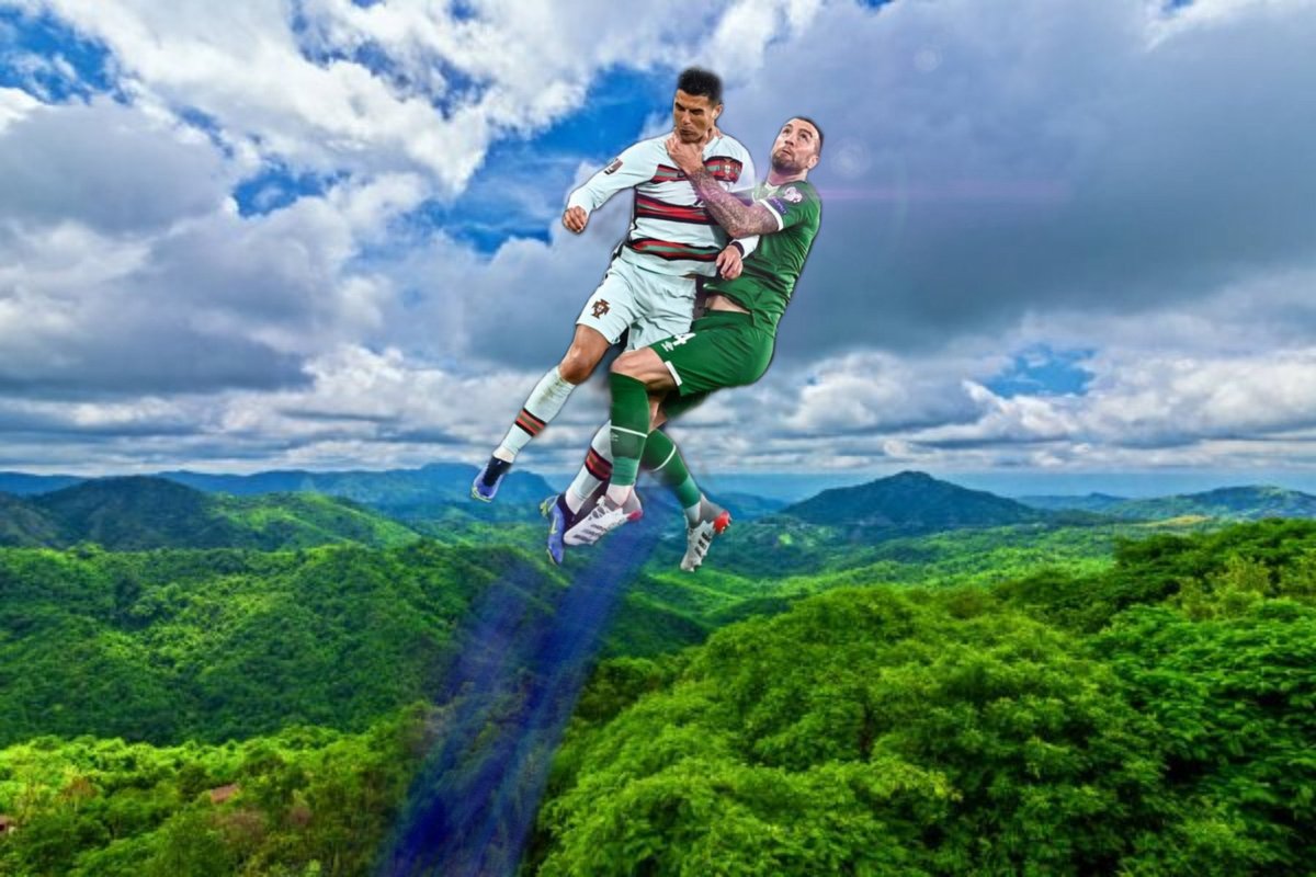 Wild scenes from the #WorldCupQualifiers match between Ireland and Portugal as Duffy takes Ronaldo into the stratosphere.

#IREVPOR #irelandvportugal #Ireland