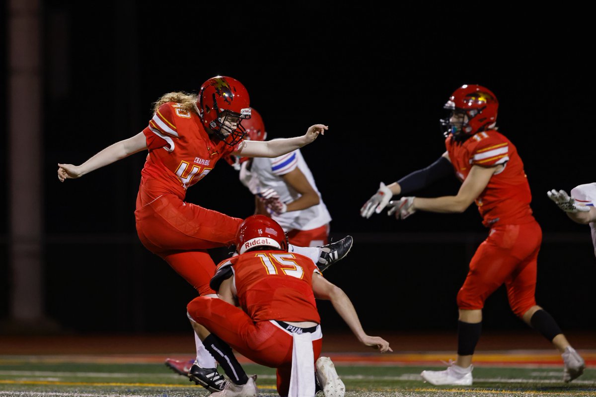 Barbro Checkett kicked 3 extra points last night. She is the first female to score 3 points for Chaparral football!