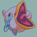harpeymeister's tweet photo. so we're doing this pixel outline game at work again where you're given a specific silhouette and you need to fill it in with something that is not the same as what the shape implies.
i have turned everything into strange animals.
#pixelart #colourthis https://t.co/d1rQ06qmyR