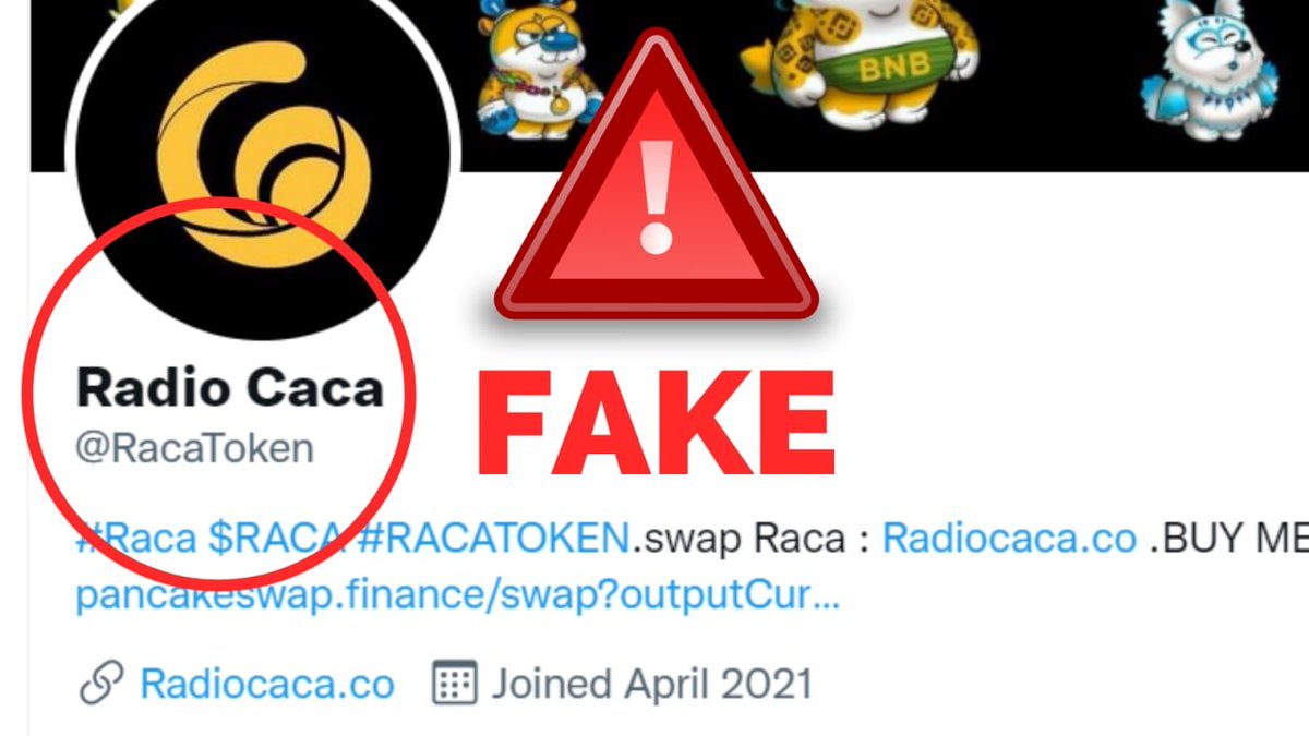 RACA_3's tweet photo. ‼️Protect yourself from scams‼️

ONLY official Twitter handle: @RadioCacaNFT 
ONLY Official website: https://t.co/2WhGYkOyp3
Official Global TG: https://t.co/vkn0uiENRi
Official Discord: https://t.co/zFjBAjjfbF

‼️Please RT and tag your friends‼️
#RACA #Metamon #Metaverse #MVBIII https://t.co/oDkSv65MvF